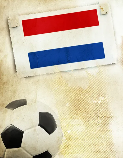 Photo of Netherland flag and soccer ball — Stock Photo, Image