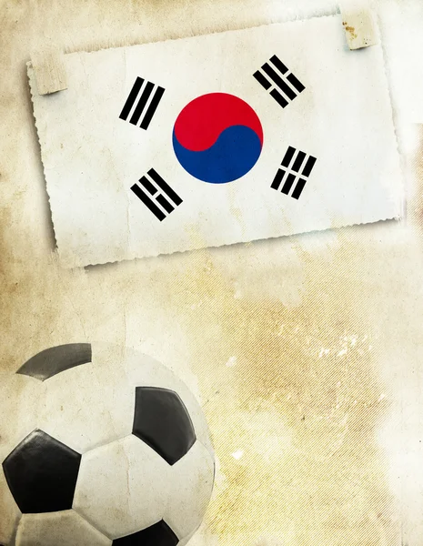 Dél-koreai zászló és foci labda-fotó — Stock Fotó