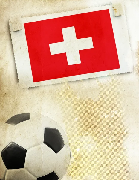 Photo of Switzerland flag and soccer ball — Stock Photo, Image