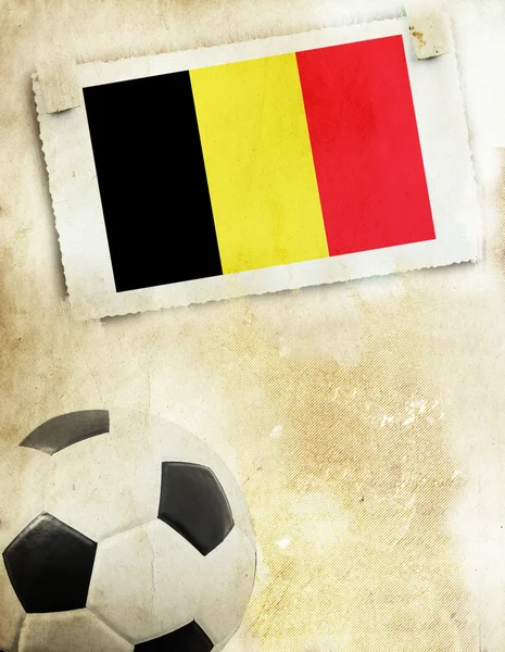 Photo of Belgium flag and soccer ball — Stock Photo, Image