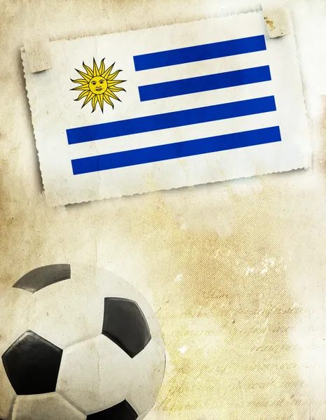 Photo of Uruguay flag and soccer ball — Stock Photo, Image