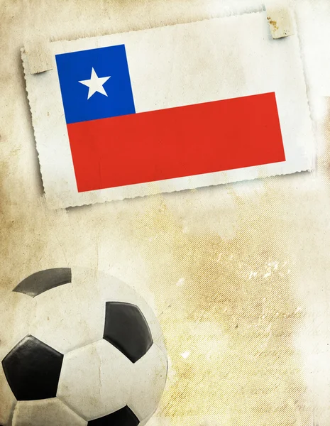 Foto de Bandera de Chile y pelota de fútbol —  Fotos de Stock