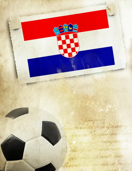 Foto de Bandera de Croacia y pelota de fútbol — Foto de Stock