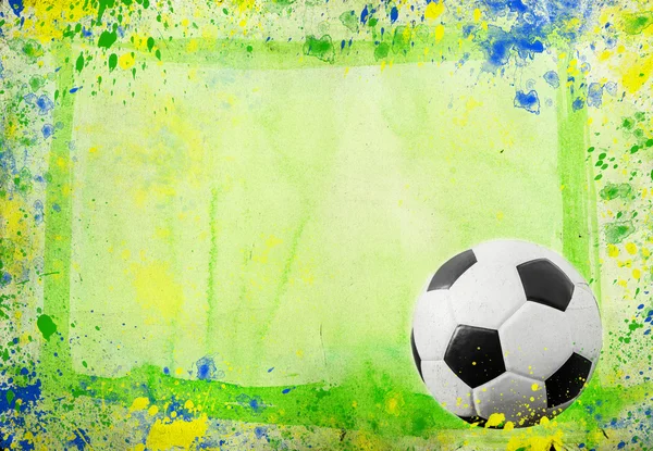 Fußball und die Farben der brasilianischen Flagge — Stockfoto