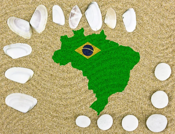 Brasilien-Karte im Sand — Stockfoto