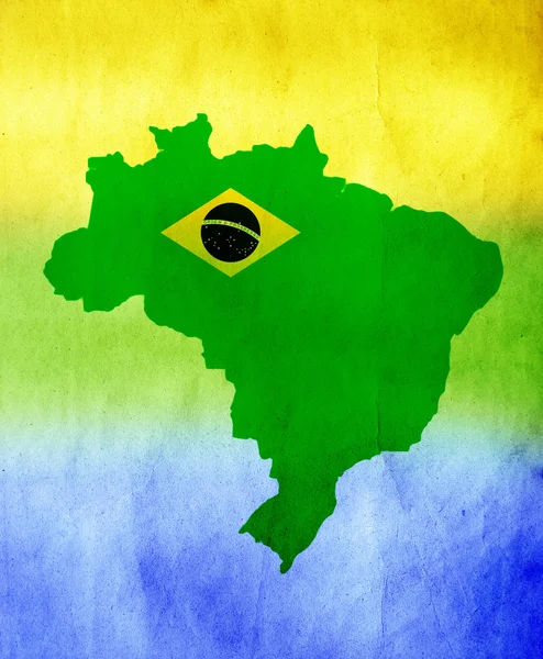 Brasil mapa e cores da bandeira — Fotografia de Stock