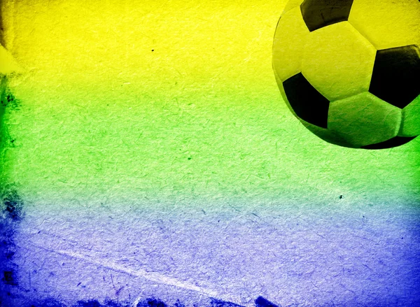 Bola de futebol e bandeira do Brasil — Fotografia de Stock