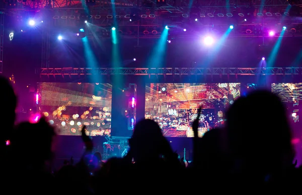 Torcendo multidão no concerto — Fotografia de Stock