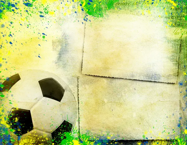 Voetbal en de Brazilië vlag kleuren — Stockfoto