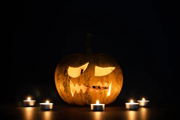 Jack Lanternler Gece Parlıyor Cadılar Bayramı Geçmişi — Stok fotoğraf