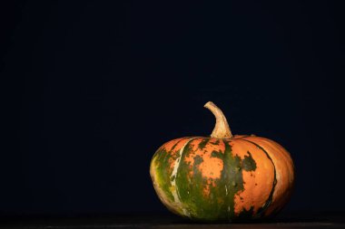 Karanlıkta balkabağı. Cadılar Bayramı havası.