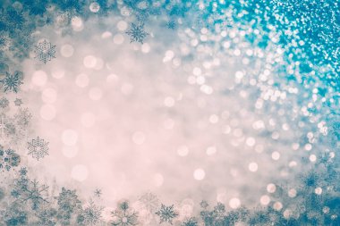 Yanıp sönen yıldız ve buz ile sihirli vintage tatil glitter arka plan. Noel ışıkları bulanık bokeh.