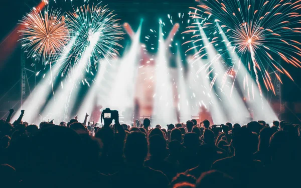 Colorful Fireworks Crowd Celebrating New Year — Stock Photo, Image