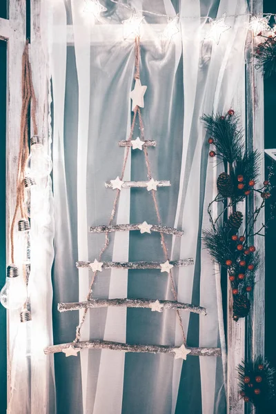 Concept Hiver Vacances Décoration Gros Plan Sur Décoration Noël Dessus — Photo