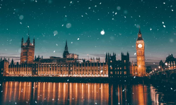 Snowing London Winter City — Stock Photo, Image
