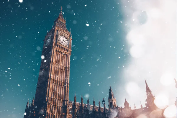 Snowing London Winter Holiday City — Stock Photo, Image