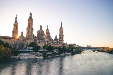View to the Cathedral-Basilica of Our Lady of the Pilla in the city of Zaragoza, Aragon (Spain)
