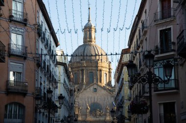 View to the Cathedral-Basilica of Our Lady of the Pilla in the city of Zaragoza, Aragon (Spain)