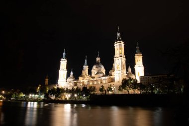 View to the Cathedral-Basilica of Our Lady of the Pilla in the city of Zaragoza, Aragon (Spain)