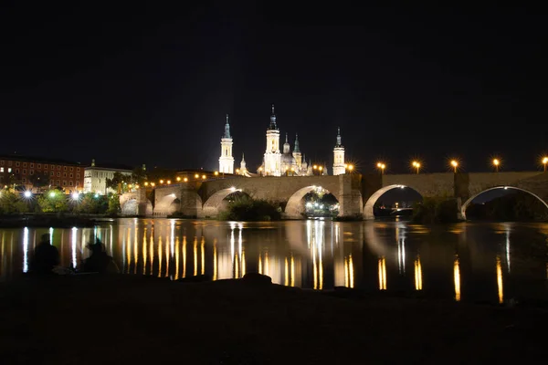 Naše Paní Pilířem Baziliky Řeky Severní Břeh Řeky Ebro Zaragoza — Stock fotografie