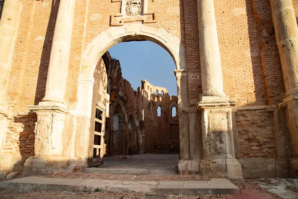 Město Duchů Belchite Zničené Bitvě Během Španělské Občanské Války Zaragoza — Stock fotografie