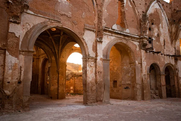 Město Duchů Belchite Zničené Bitvě Během Španělské Občanské Války Zaragoza — Stock fotografie