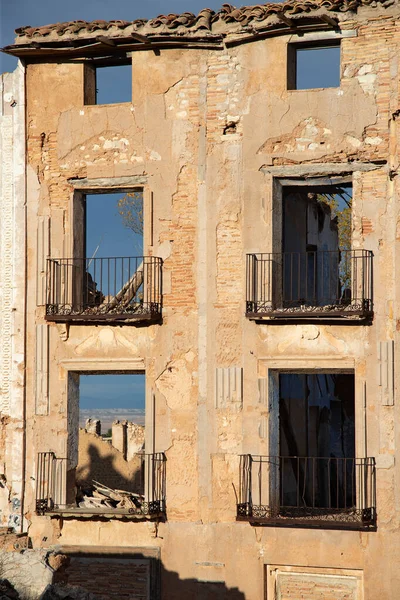 Cidade Fantasma Belchite Arruinada Batalha Durante Guerra Civil Espanhola Zaragoza — Fotografia de Stock