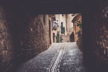 Cosy street of Alquezar, an ancient Spanish village
