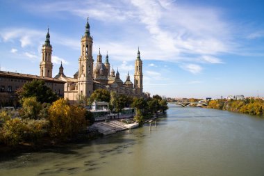 View to the Cathedral-Basilica of Our Lady of the Pilla in the city of Zaragoza, Aragon (Spain)