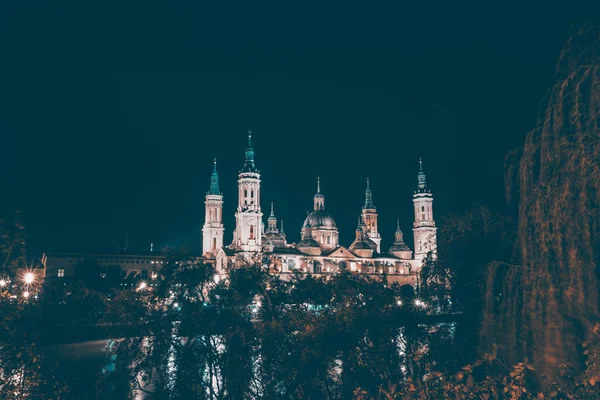 View Cathedral Basilica Our Lady Pilla City Zaragoza Aragon Spain — Fotografia de Stock