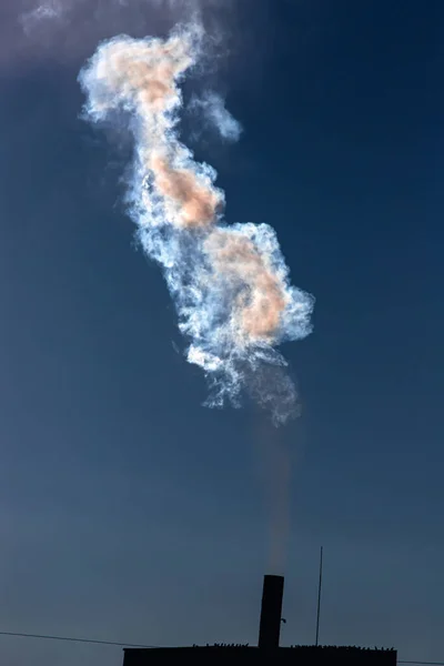 Забруднення Повітря Від Димоходів Електростанції Промисловість Концепція Глобального Потепління — стокове фото