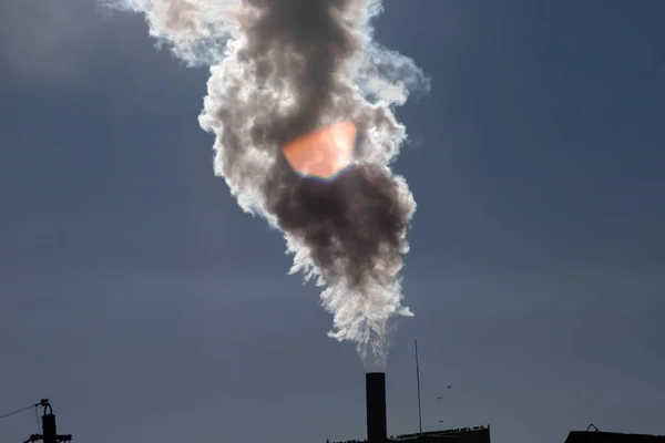 Luftverschmutzung Durch Kraftwerksschornsteine Industrie Und Konzept Der Globalen Erwärmung — Stockfoto