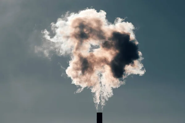 Забруднення Повітря Від Димоходів Електростанції Промисловість Концепція Глобального Потепління — стокове фото
