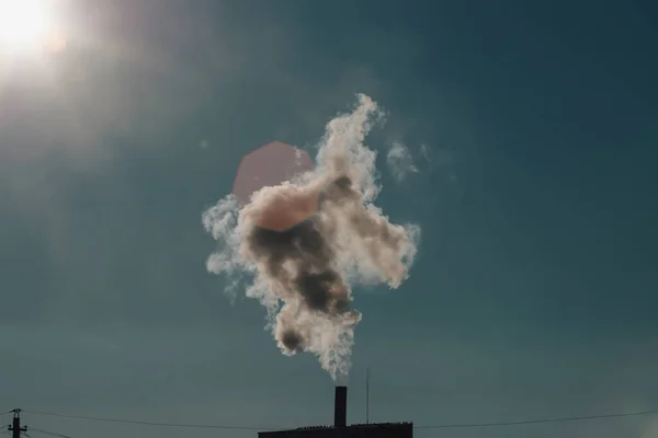 Luftverschmutzung Durch Kraftwerksschornsteine Industrie Und Konzept Der Globalen Erwärmung — Stockfoto