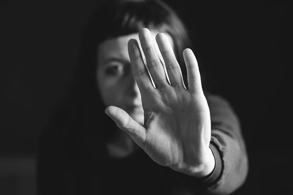 Kvinder Vold Misbrugt Koncept Stop Vold Hjemmet Mod Kvinder Menneskehandel - Stock-foto