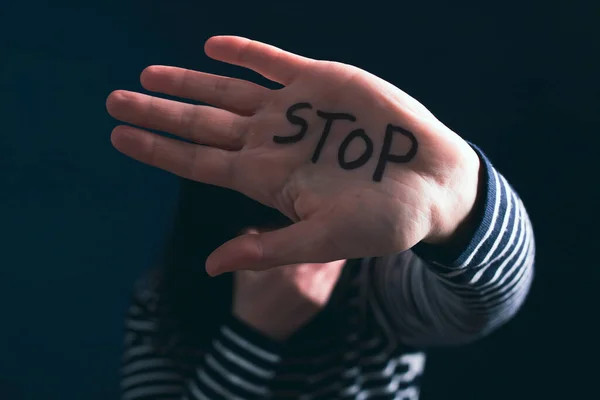 Violenza Delle Donne Concetto Abusato Fermare Violenza Domestica Contro Donne — Foto Stock