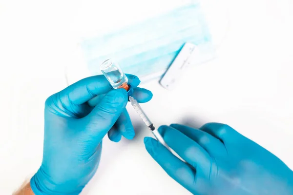 Colocação Plana Vacina Teste Máscara Médica Conceito Prevenção Durante Pandemia — Fotografia de Stock