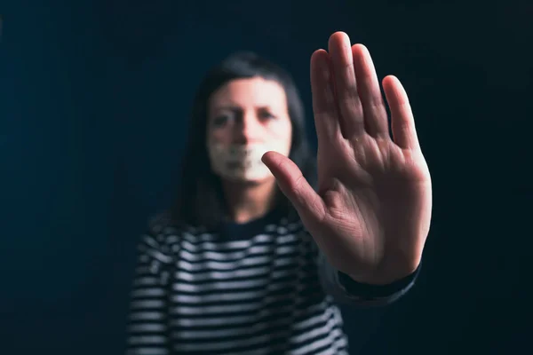 Violence Faite Aux Femmes Concept Maltraité Arrêtez Violence Domestique Contre — Photo
