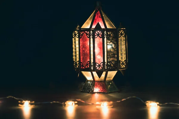 Ramadan Kareem Background Lanterna Árabe Ornamental Brilhando Noite — Fotografia de Stock