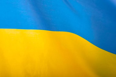 Ukrayna bayrağı. Mavi ve sarı renkler. Yakın çekim, arkaplan