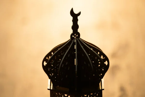 Ramadan Kareem Fond Lanterne Arabe Ornementale Sur Fond Bois Vintage — Photo