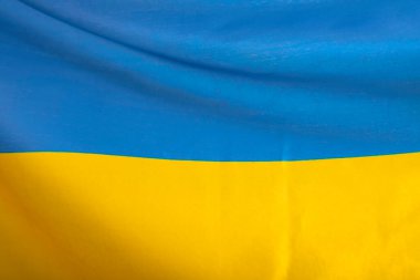 Ukrayna bayrağı. Mavi ve sarı renkler. Yakın çekim, arkaplan