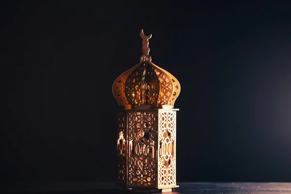 Ramadán Kareem Antecedentes Linterna Árabe Ornamental Que Brilla Por Noche — Foto de Stock