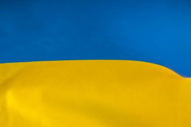 Ukrayna bayrağı. Mavi ve sarı renkler. Yakın çekim, arkaplan