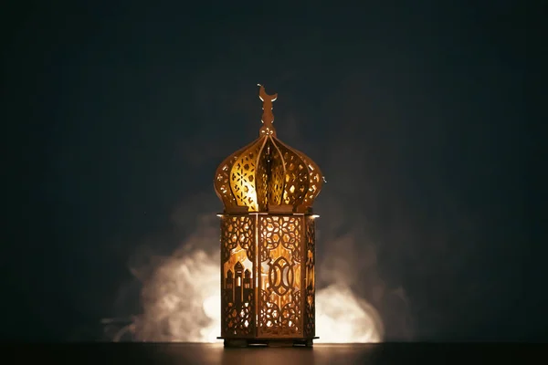 Fundal Ramadan Kareem Lanterna Arabă Ornamentală Strălucește Noaptea — Fotografie, imagine de stoc