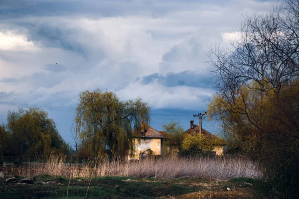 Old Haunted Abandoned House Dramatic Sky — Foto de Stock