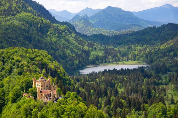 Hohenschwangau Κάστρο Alpsee Στο Fussen Βαυαρία Γερμανία Μια Όμορφη Μέρα — Φωτογραφία Αρχείου