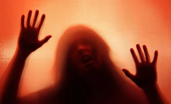 Horror Ghost Woman Matte Glass Halloween Festival Concept — Stock Photo, Image