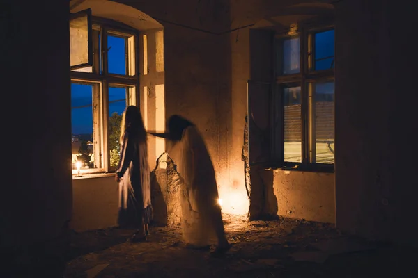 Ghosts Abandoned Haunted House Horror Scene Scary Spirits Halloween Concept — Φωτογραφία Αρχείου