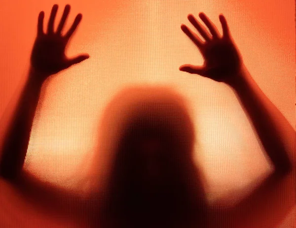 Horror Ghost Woman Matte Glass Halloween Festival Concept — Stock Photo, Image